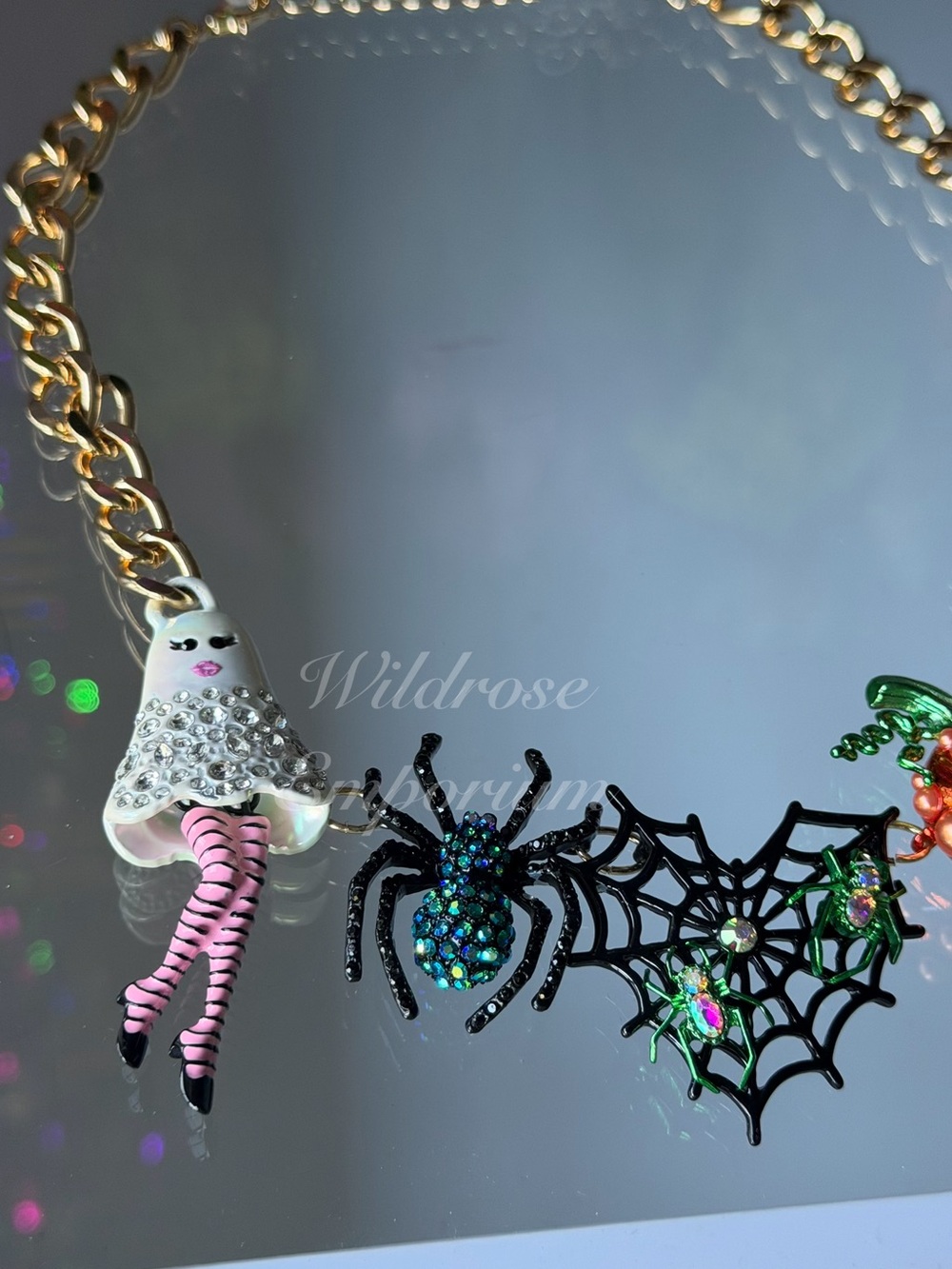 Betsey Johnson Halloween Collar Statement Necklace ghost girl Spider Cat Snake - Picture 2 of 12